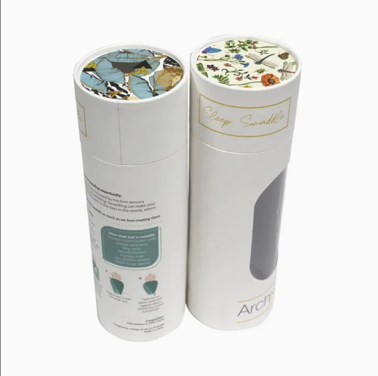 Custom Cylinder Designed Paper Cardboard Round Tube Packaging Box For Baby Swaddle